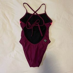 Jolyn Clothing Plum and Black One-Piece Swimsuit